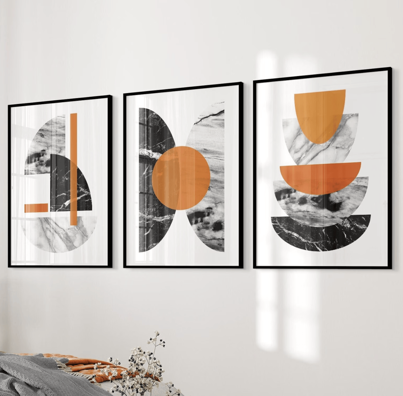 Flower Wall Panel - Lukisan Dinding Kanvas dengan Motif Geometris